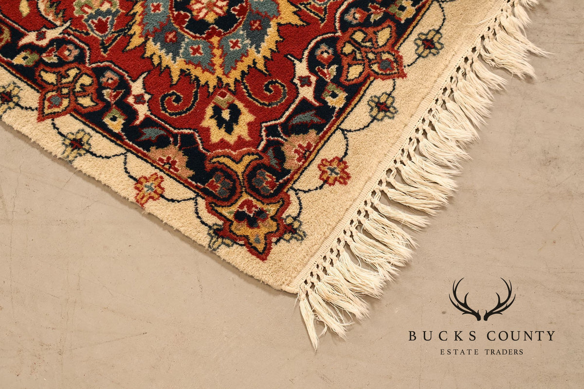 Hand Knotted Kashan Style Wool Area Rug 9x12 Floral Medallion