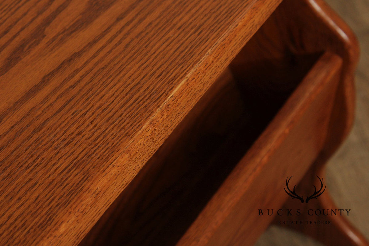 Vintage Oak Magazine Rack Side Table