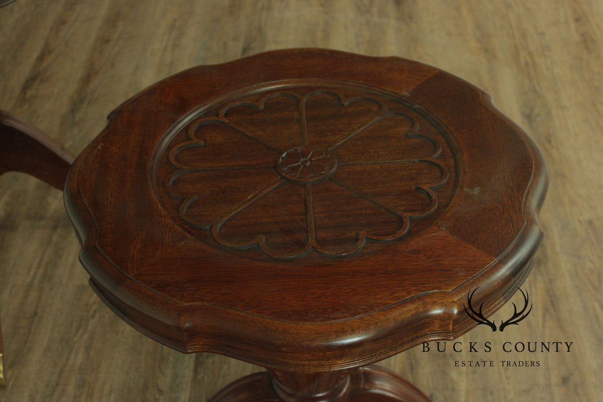 Georgian Style Mahogany Double Pedestal Glass Top Dining Table