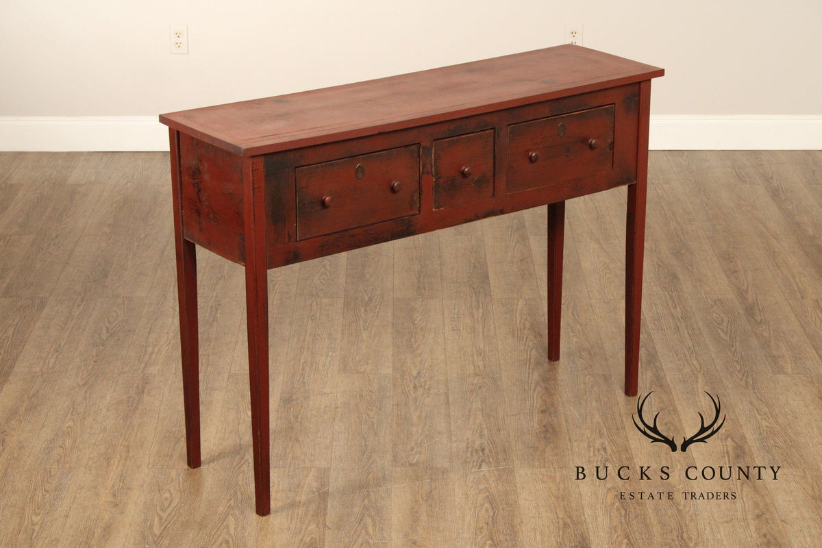 Primitive Style Distress Painted Sideboard or Console