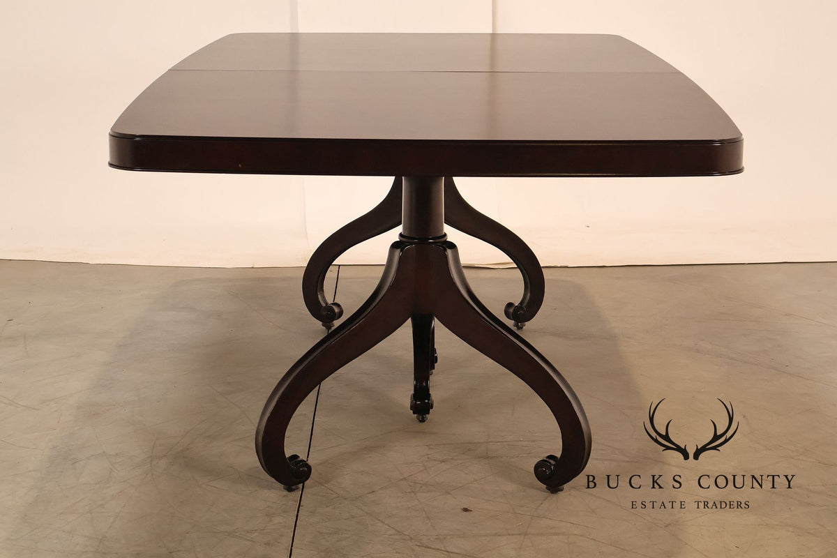 Thomasville Transitional Style Double Pedestal Mahogany Dining Table