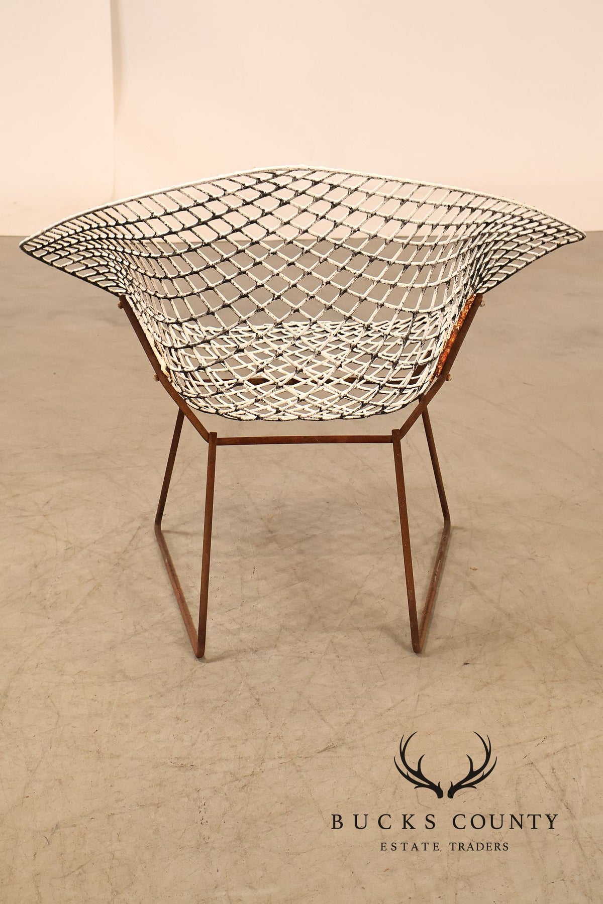 Mid Century Modern Harry Bertoia Style Diamond Wire Lounge Chair