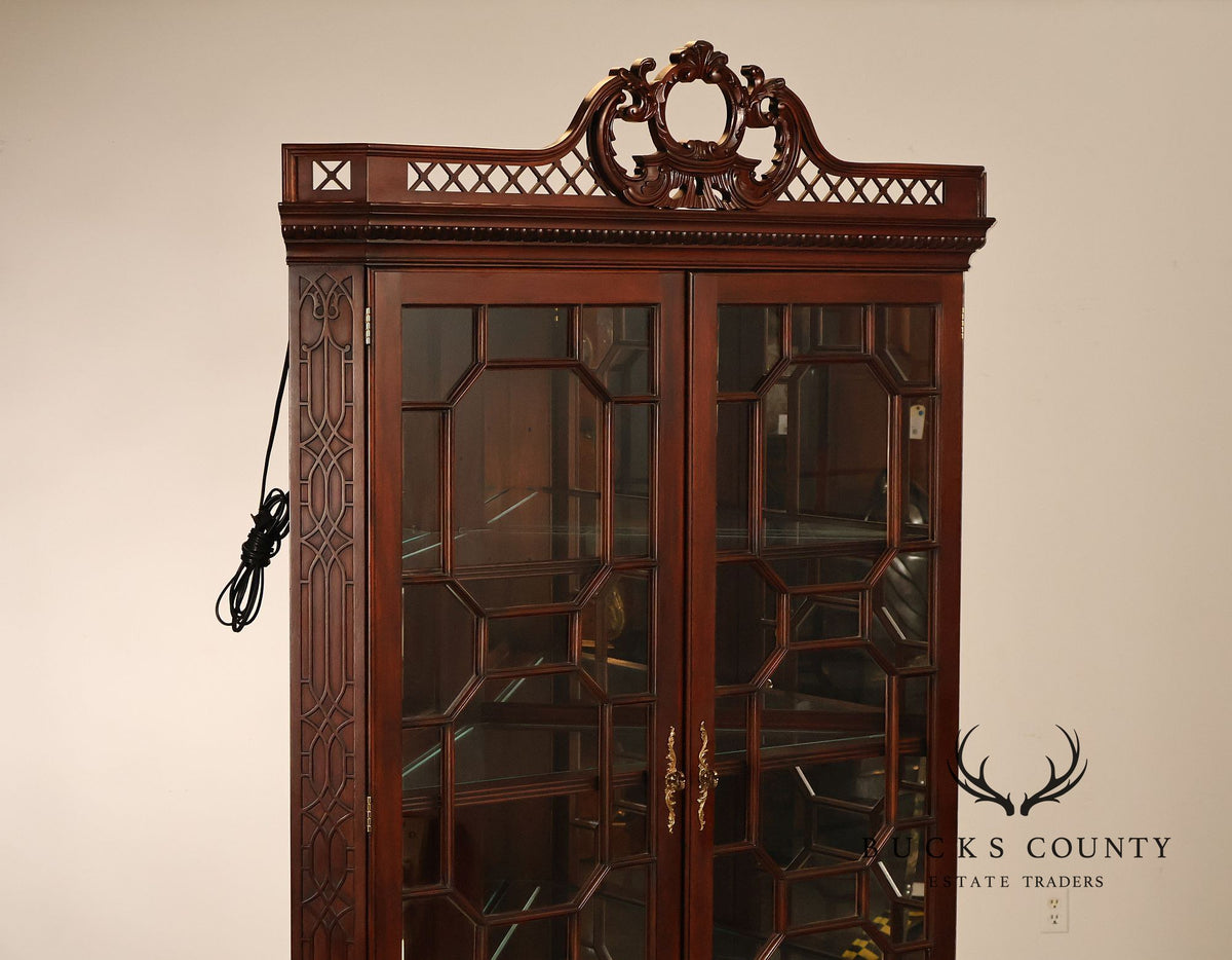 Henkel Harris Chippendale Style Genuine Mahogany Corner Cabinet