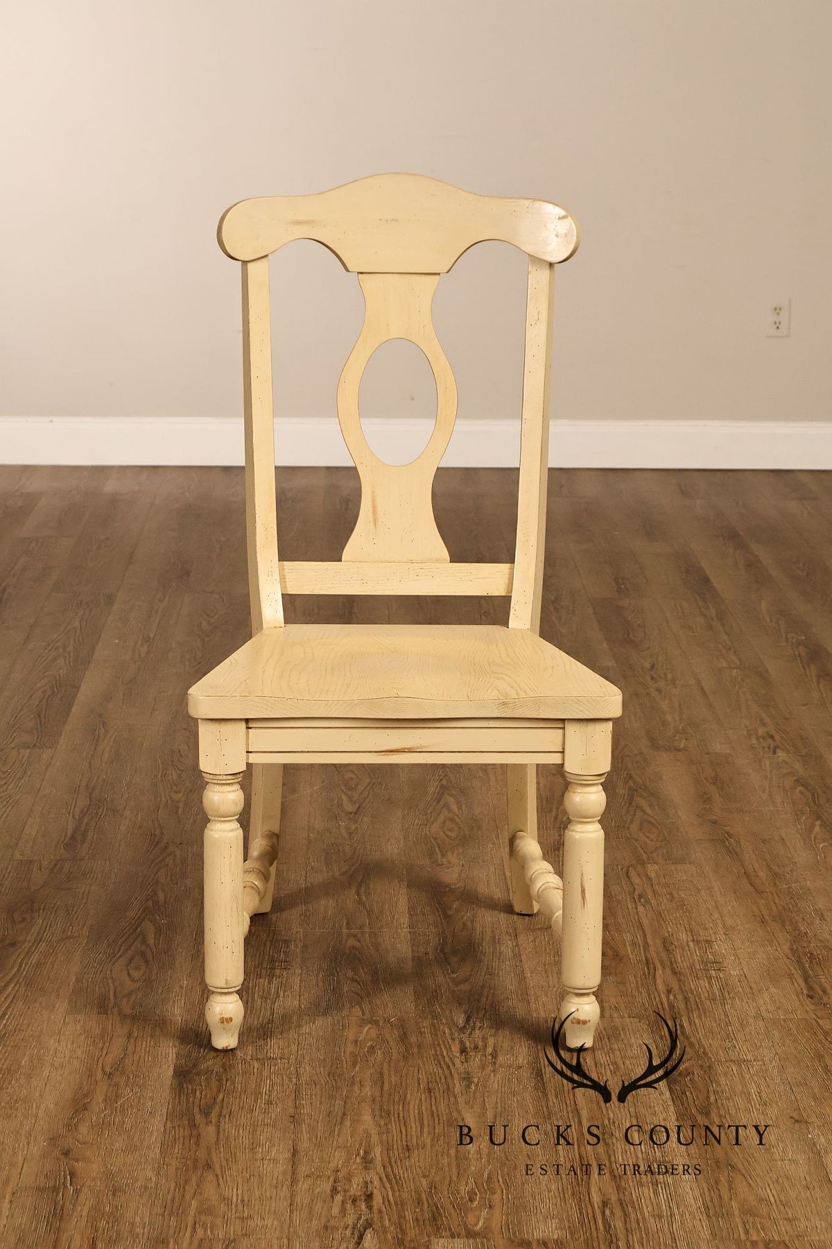 French Country Style Set Of Four Painted Oak Dining Chairs