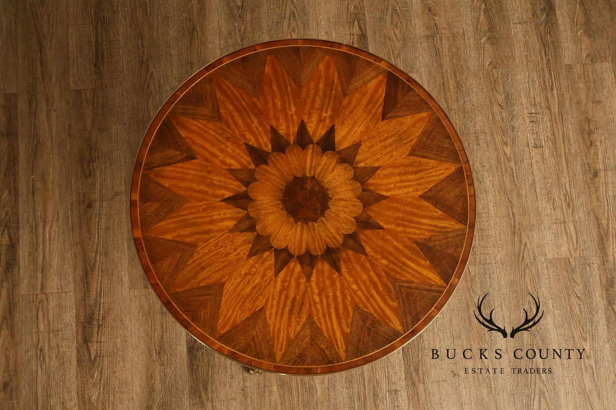 Baker Stately Homes Marquetry Inlaid Pedestal Side Table