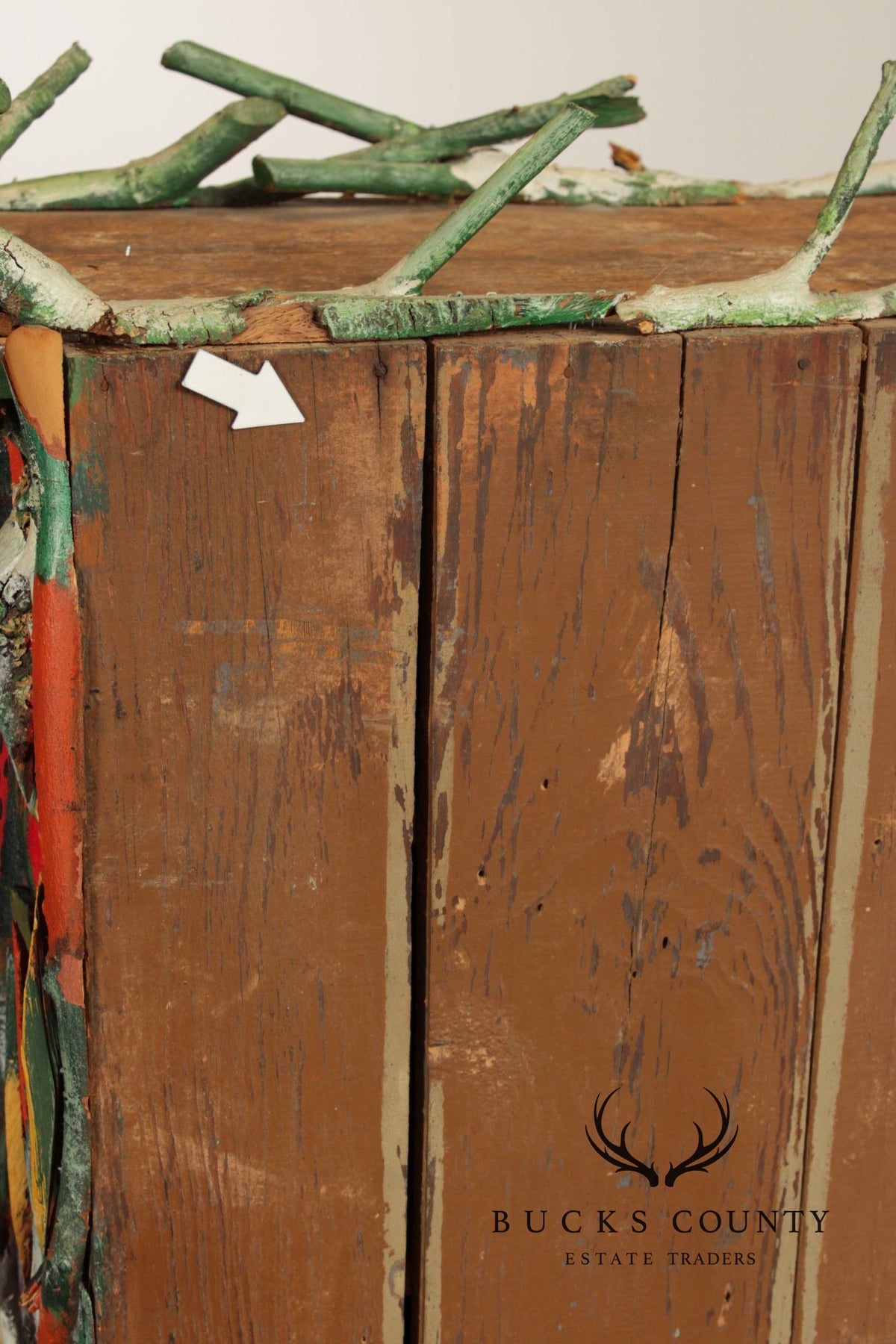 Folk Art Painted Stick Cabinet