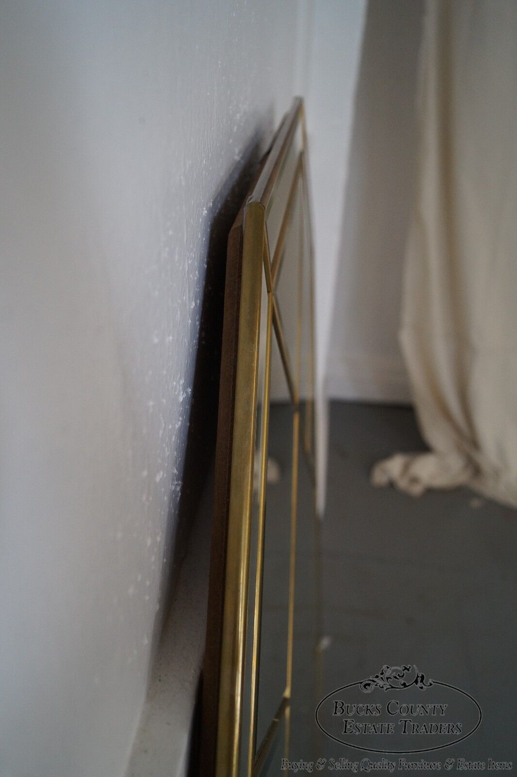Brass Frame Harlequin Pattern Beveled Glass Mirror