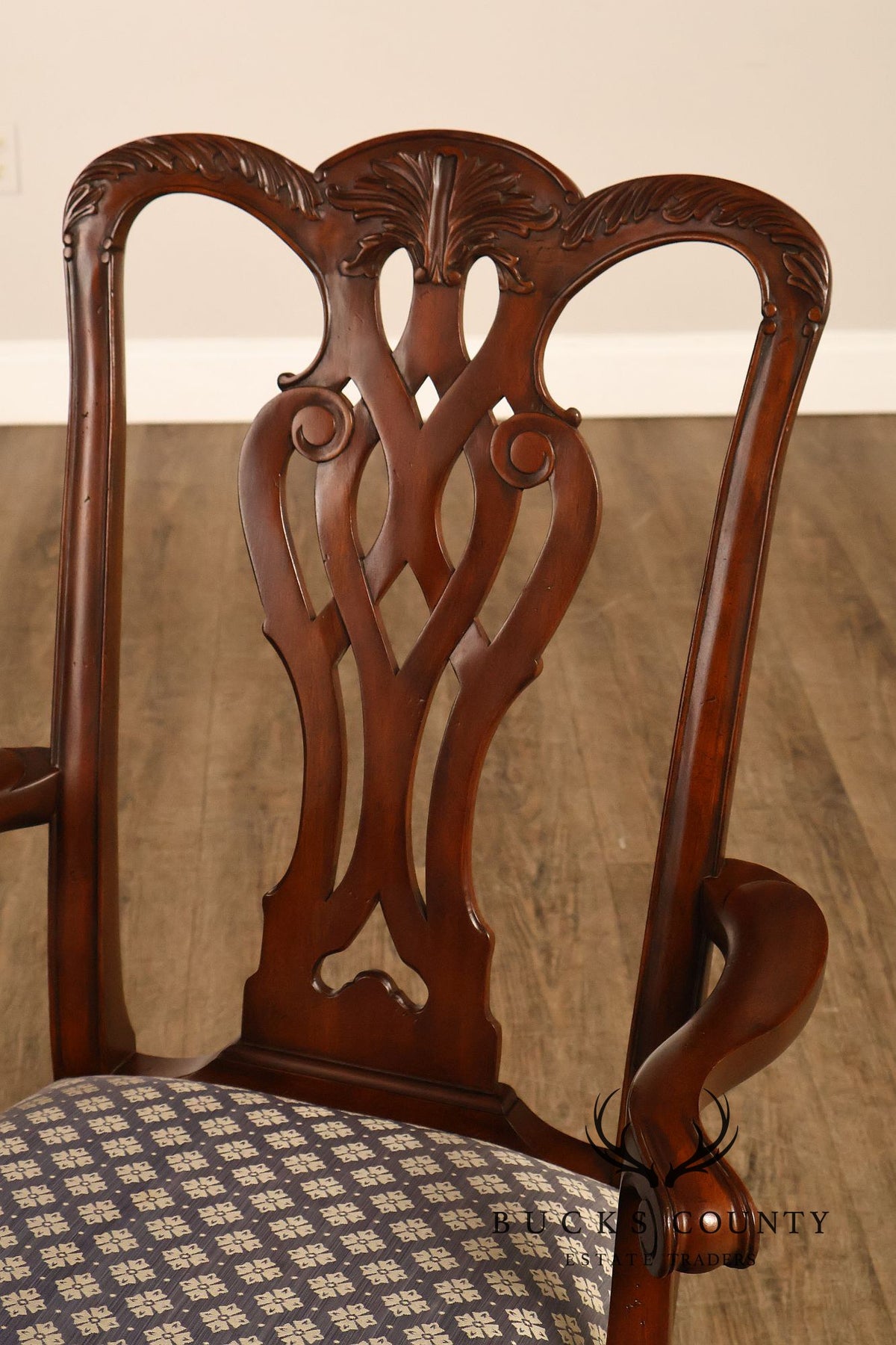 Maitland Smith Chippendale Style Pair Of Mahogany Armchairs
