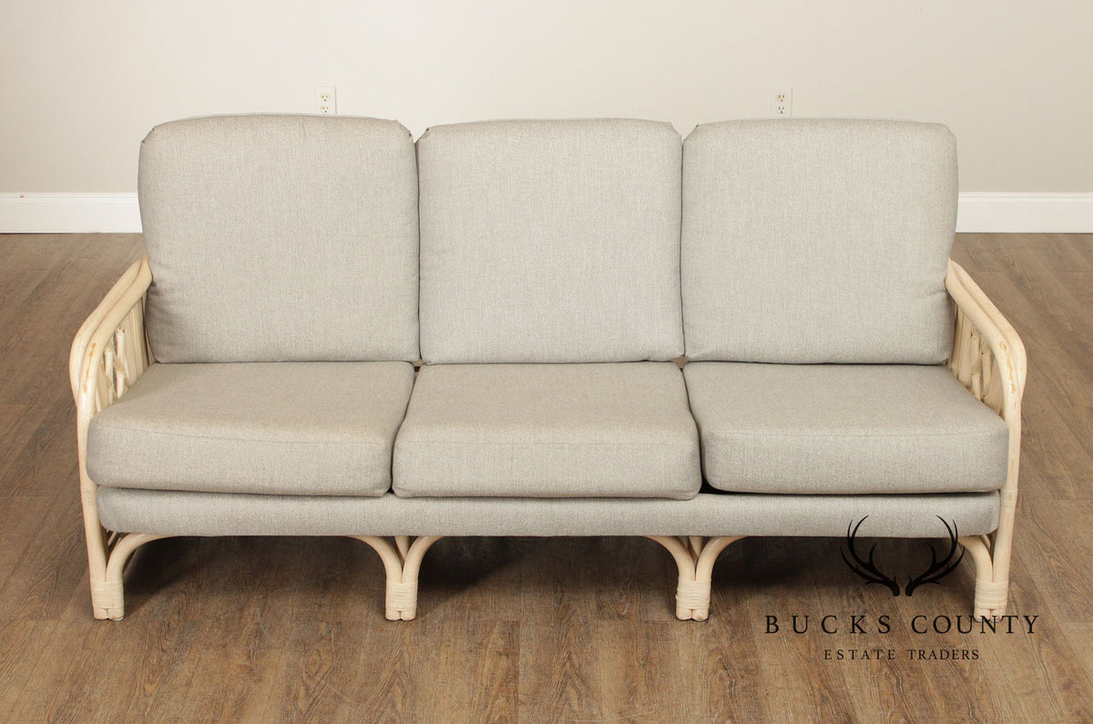 Brighton Pavilion Style Vintage Rattan Three-Seat Sofa