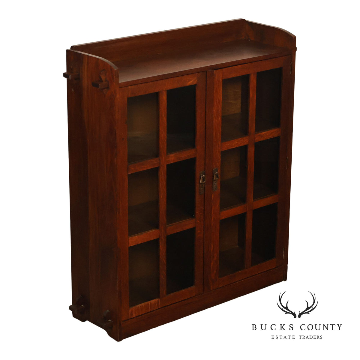 Antique Lifetime Mission Oak Two Door Bookcase Cabinet