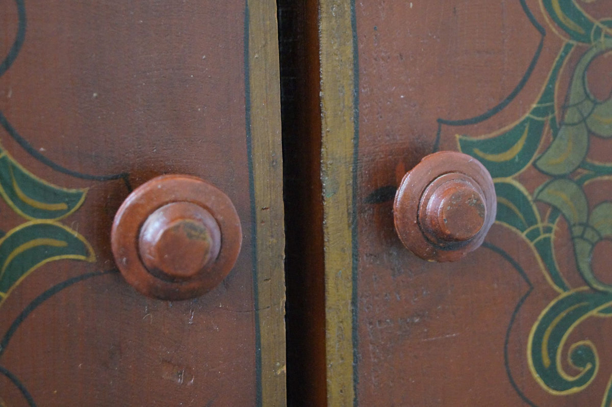 Unusual Middle Eastern Painted Shutter Door Arch Top Mirror