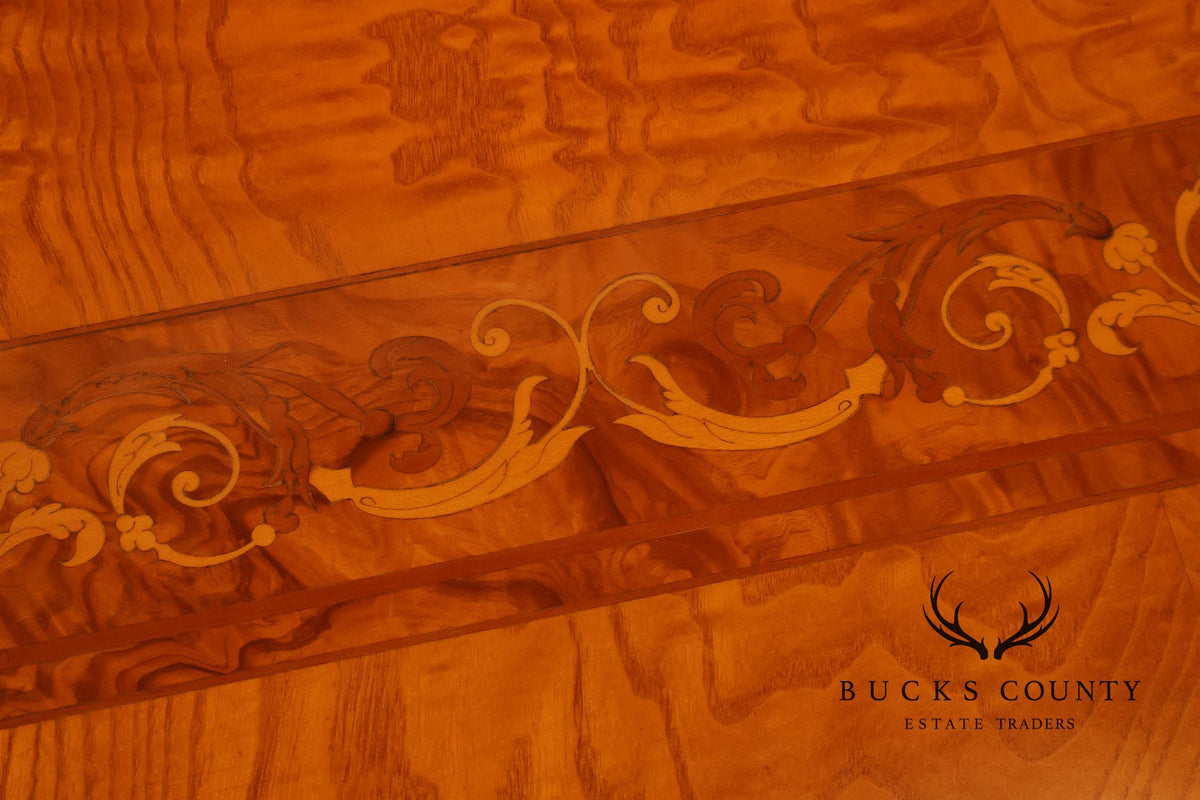 Ala Mobili Style Neoclassical Style Inlaid Double Pedestal Extension Dining Table