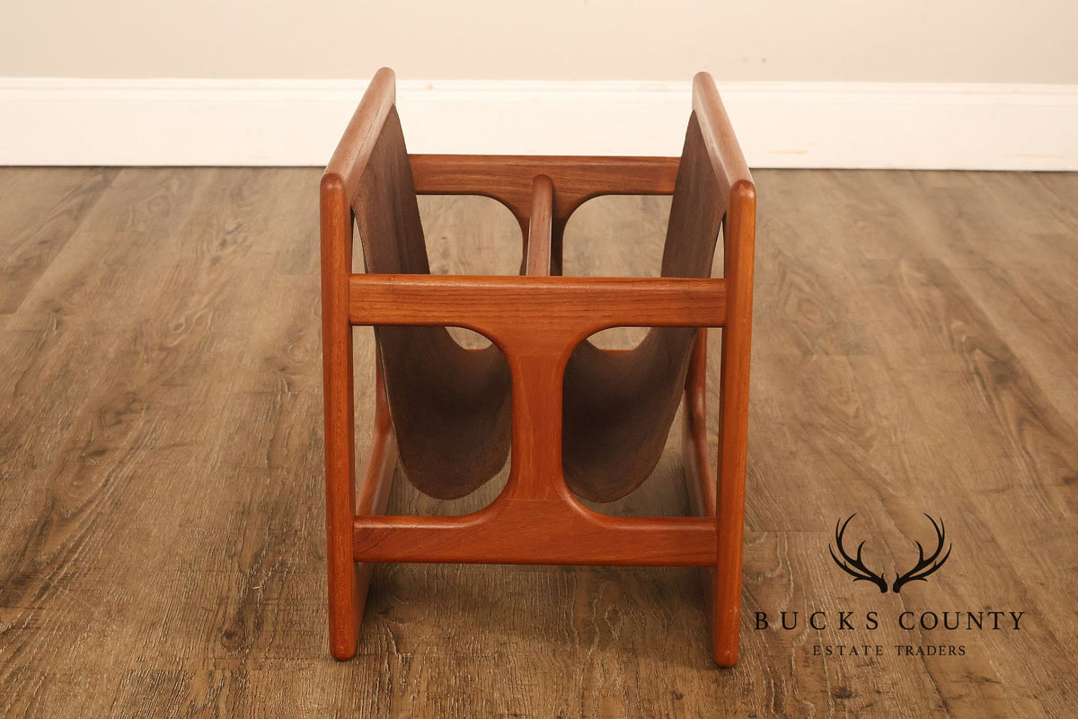 Salin Møbler Danish Modern Teak and Leather Magazine Rack