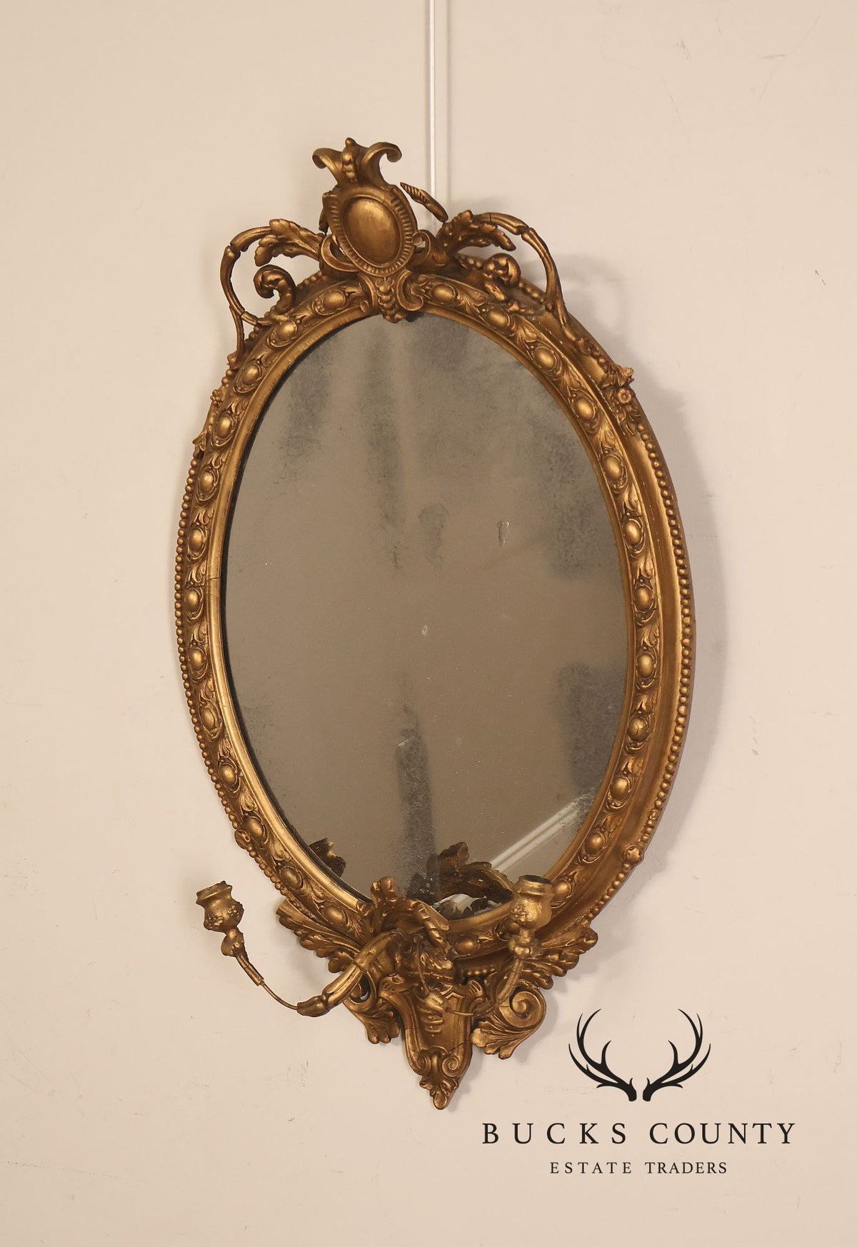 Antique French Giltwood Girandole Mirror