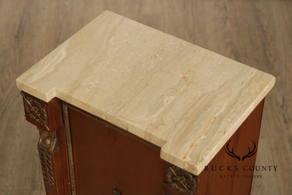 Antique French Marble Top Neoclassical Style Pedestal