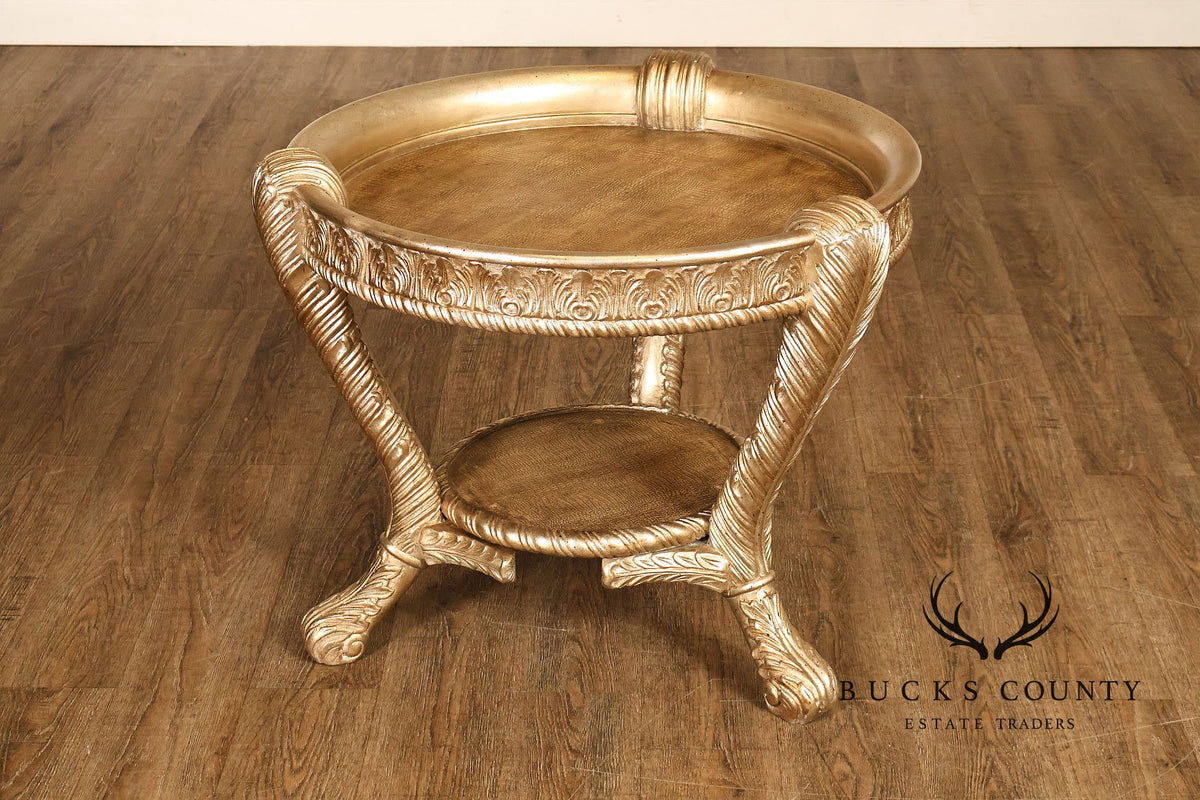 Hollywood Regency Style Pair of Gilt Side Tables