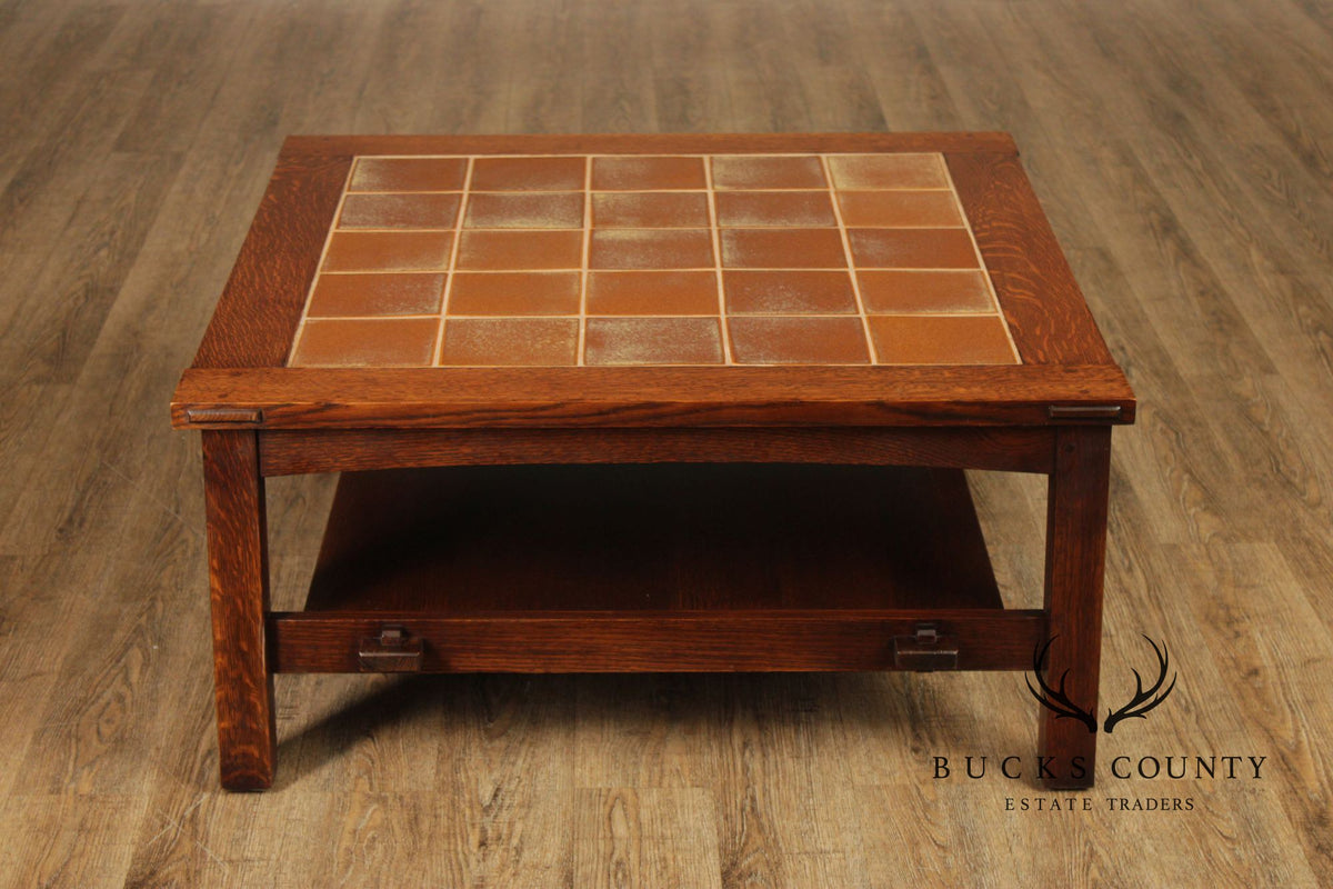 Stickley Mission Collection Oak Tile Top Coffee Table