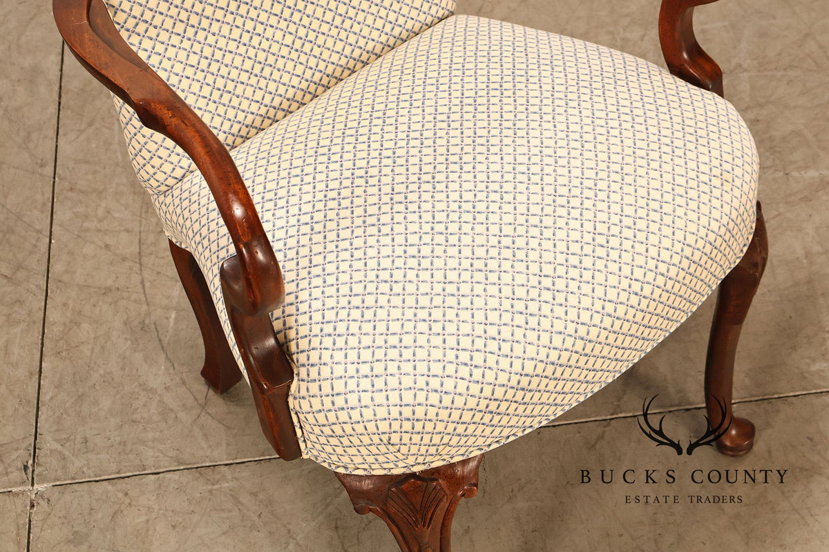 Queen Anne Style Pair of Mahogany Armchairs