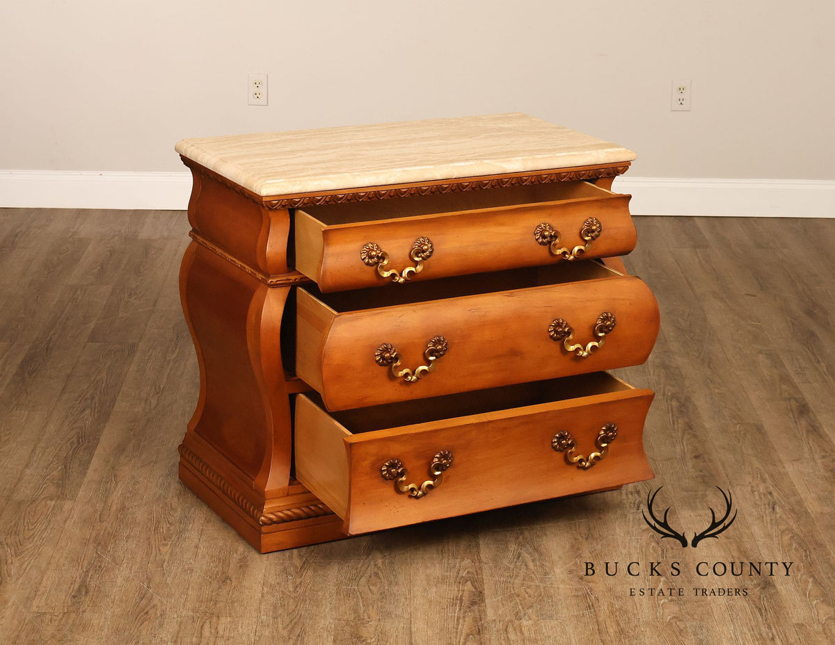 Century Furniture Baroque Style Marble Top Bombe Chest Of Drawersd