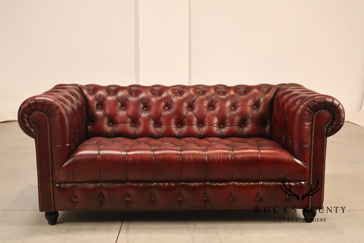 Chesterfield Style Oxford Red Leather Sofa