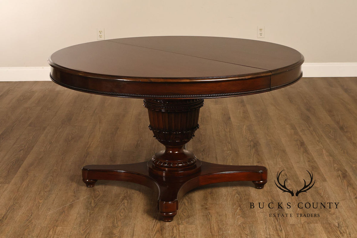Empire Style 54" Round Mahogany Expandable Pedestal Dining Table