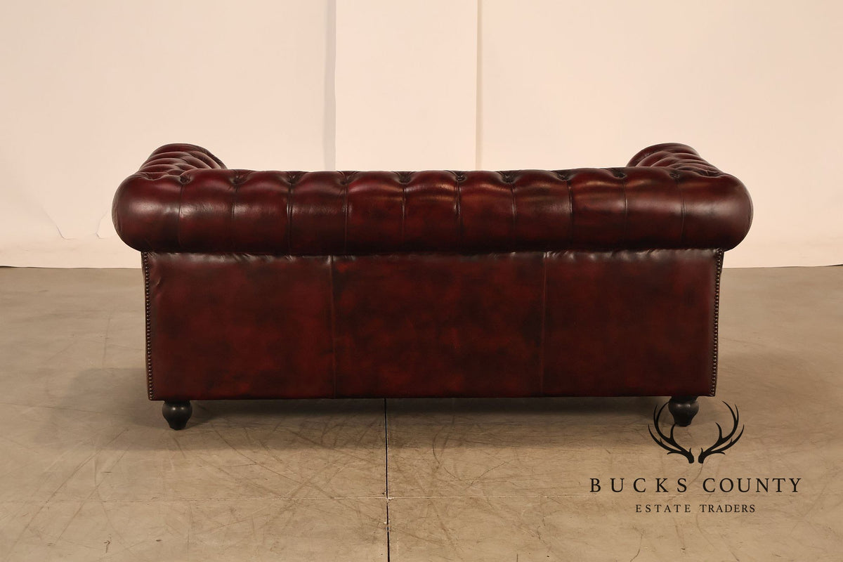 Chesterfield Style Oxford Red Tufted Leather Sofa