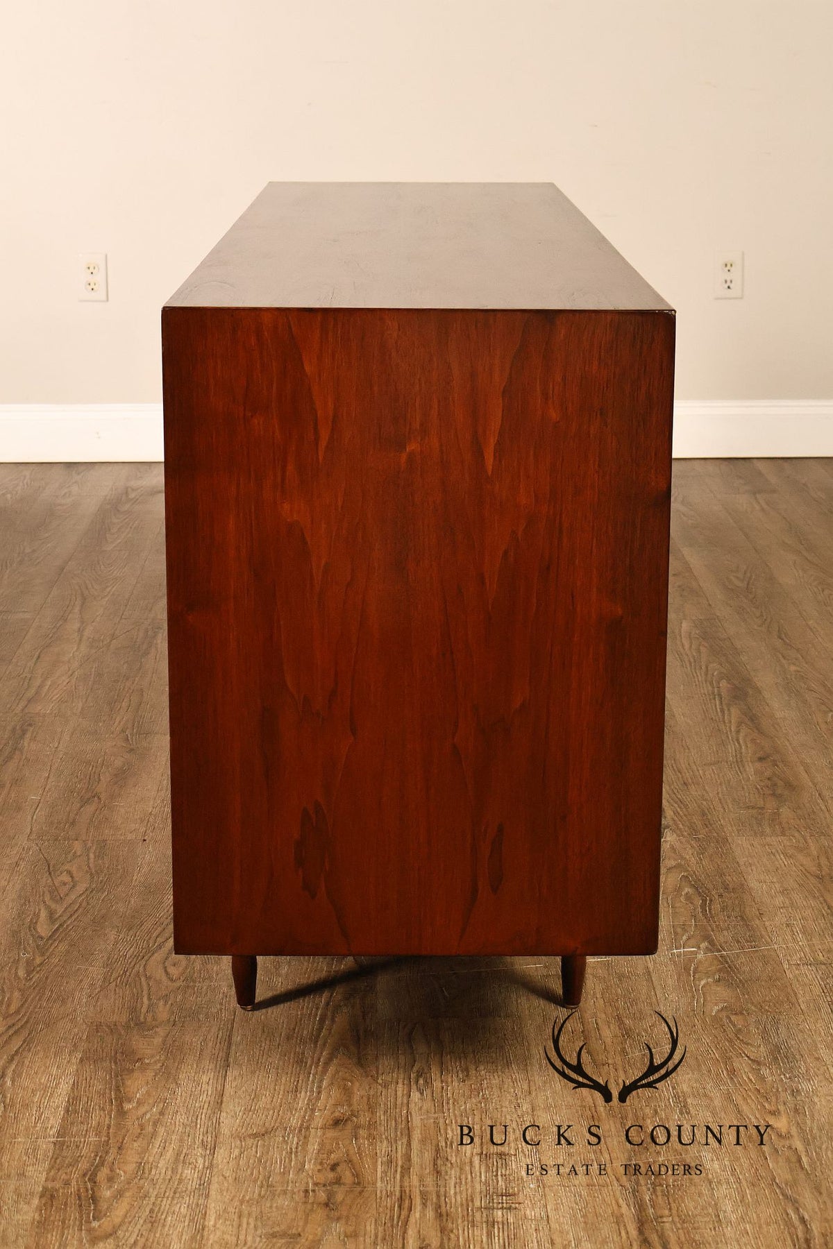 Mid Century Modern Walnut Buffet Sideboard With Decorative Tile Inlays