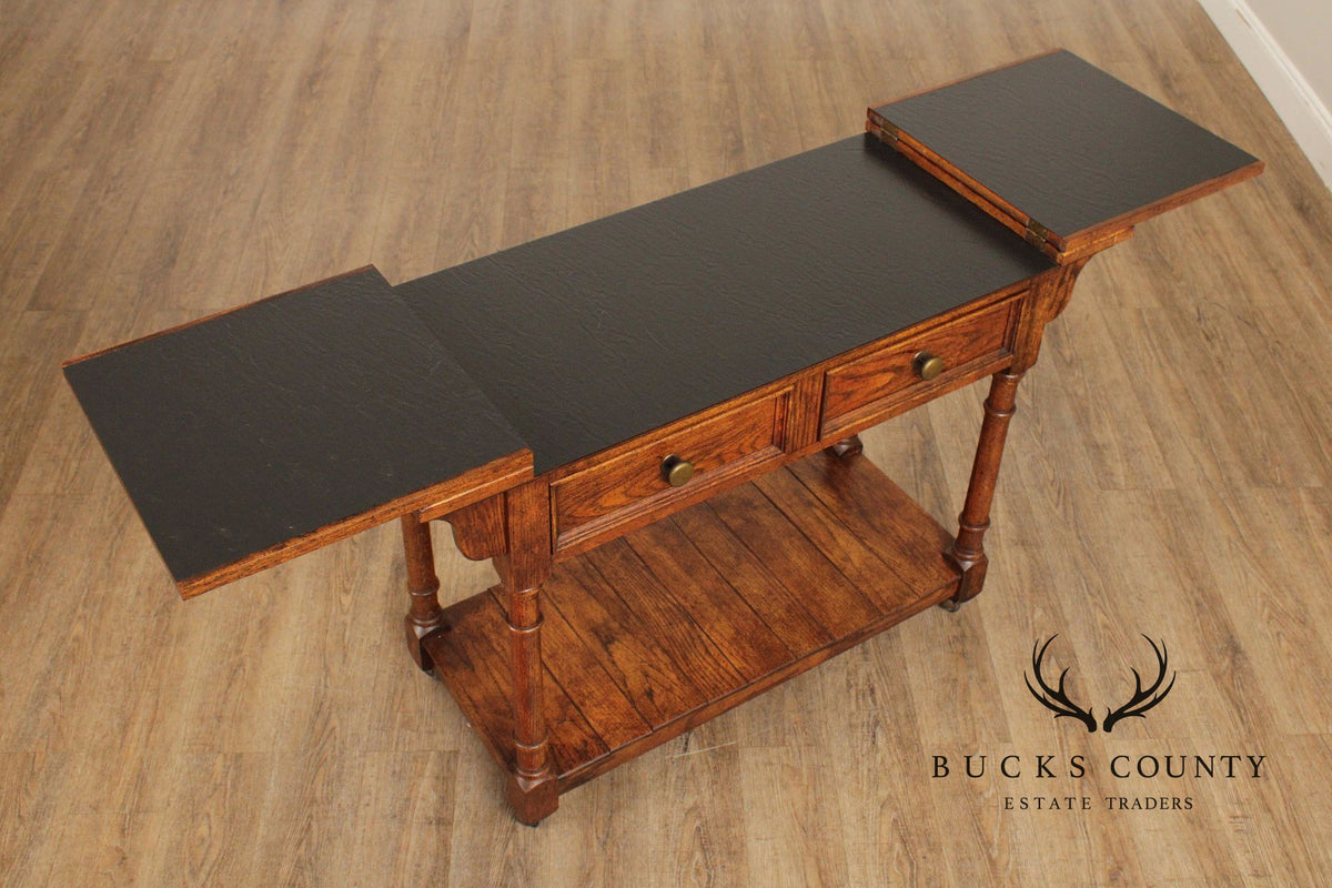 Century Furniture Vintage Oak Flip-Top Server Trolley