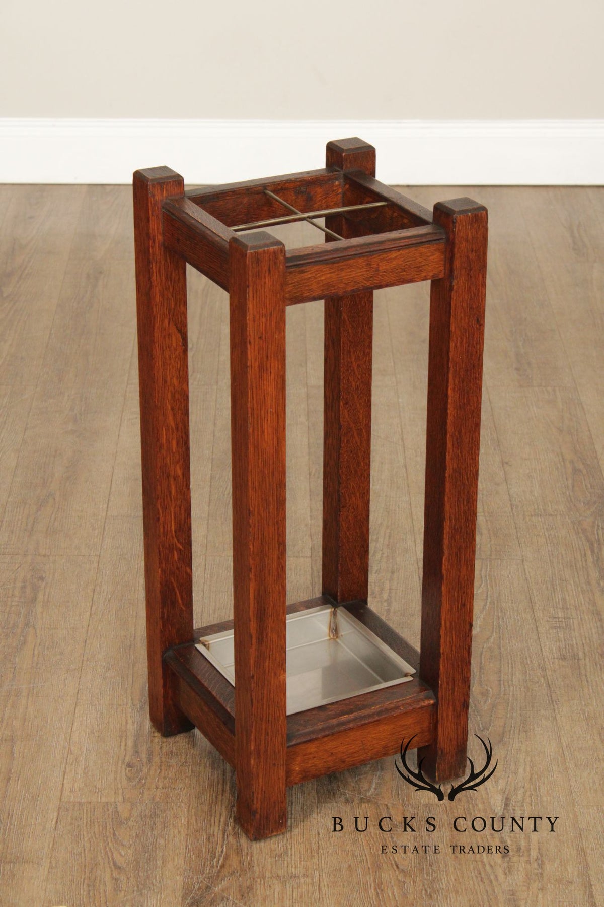Antique Mission Oak Arts & Crafts Oak Umbrella Stand