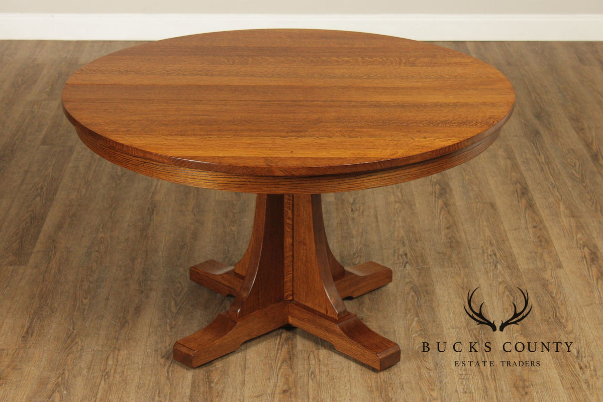 Stickley Mission Collection Round Oak Expandable Dining Table