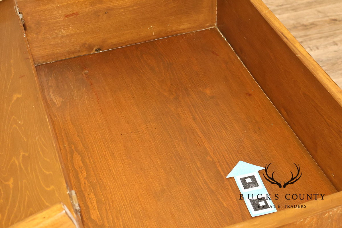 Antique Primitive Wood Dry Sink With Lift Top And Paneled Cabinet
