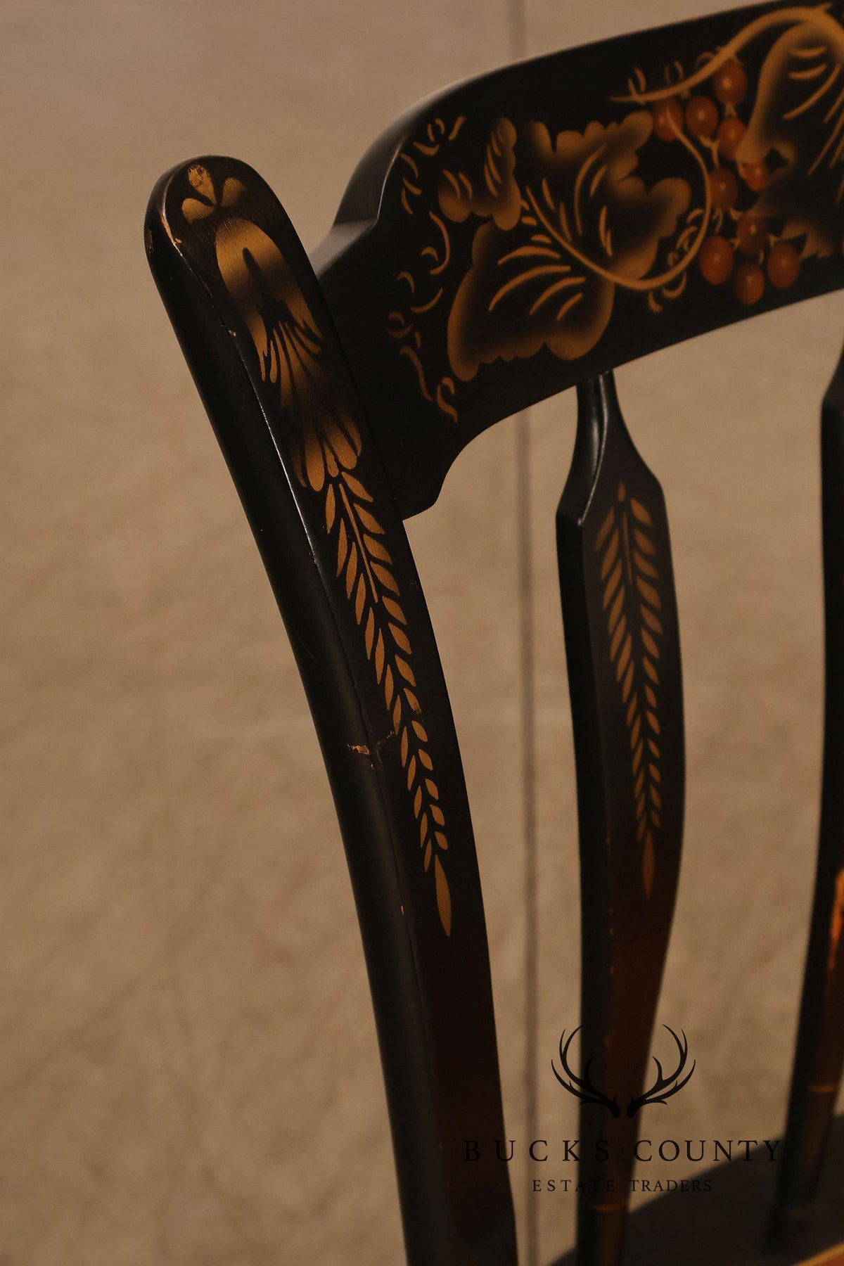 L. Hitchcock Pair of Paint Decorated Side Chairs