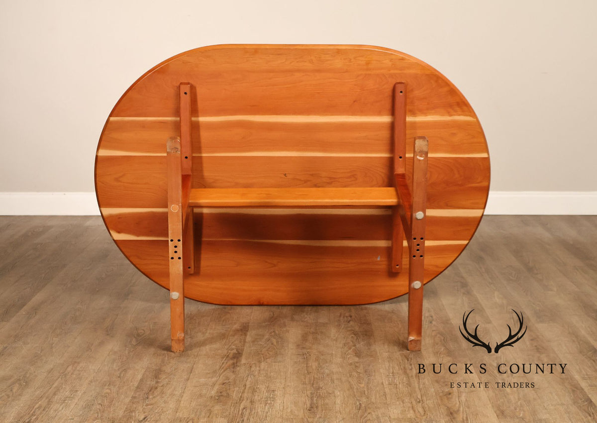 Mid Century Modern Oval Wood Dining Table With Trestle Base