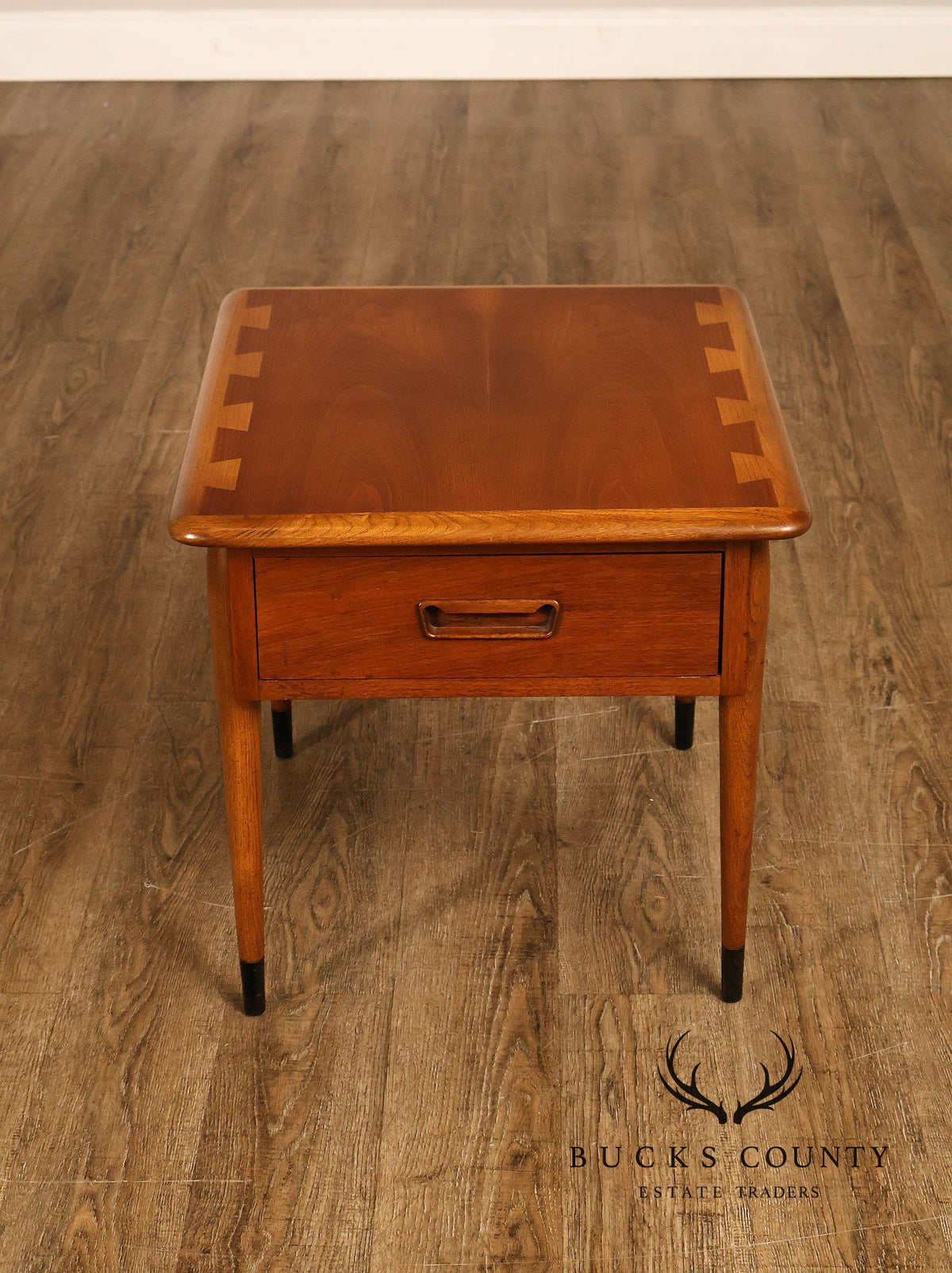 Mid Century Modern Pair Of Lane Acclaim Walnut One Drawer End Tables