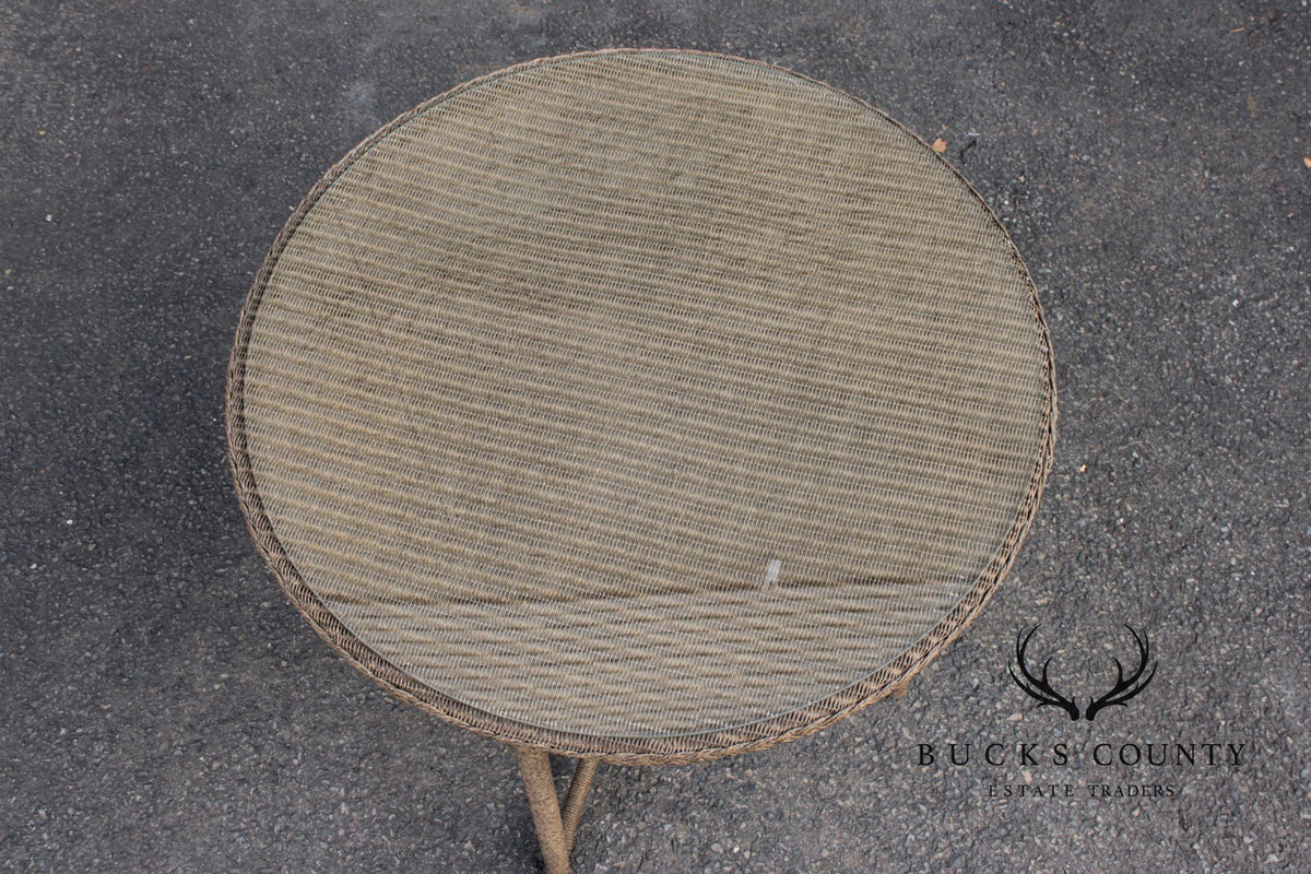 Lloyd Loom Round Glass Top Wicker Patio Table