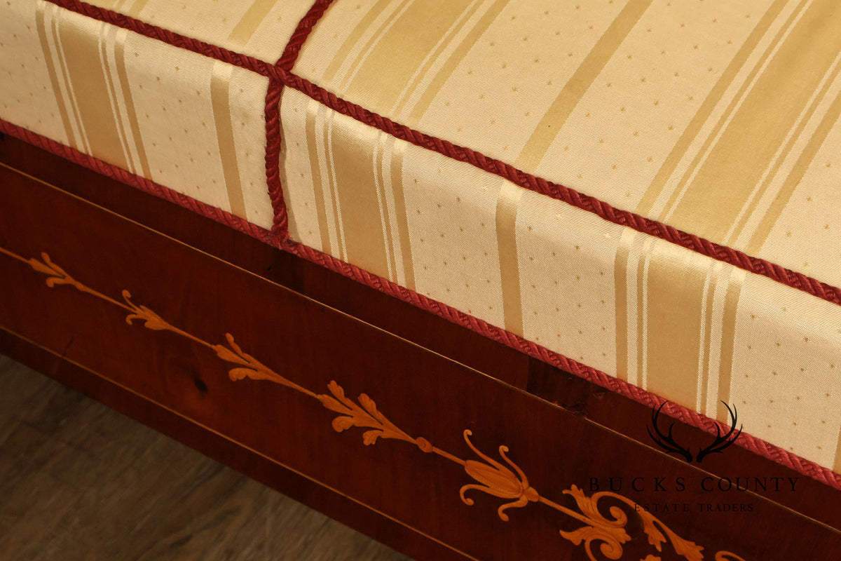 Biedermeier Style Antique Inlaid Mahogany Box Sofa
