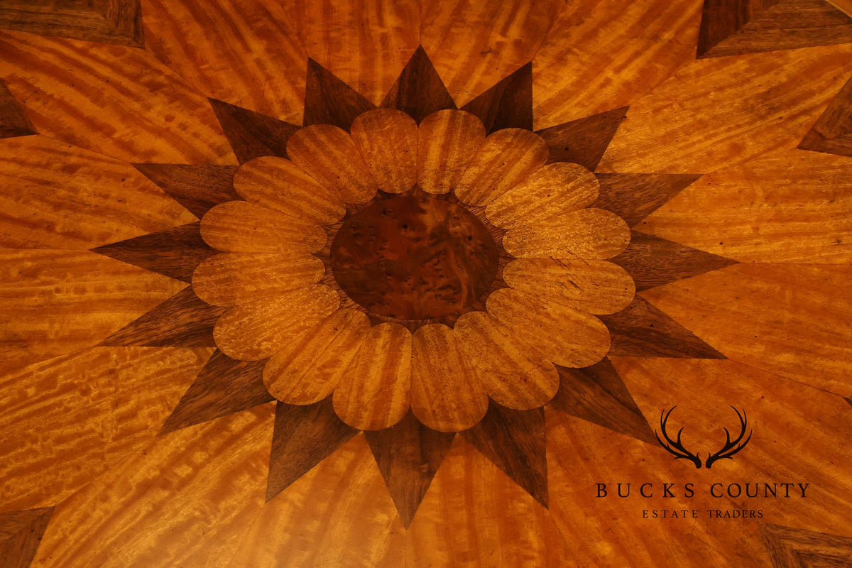Baker Stately Homes Marquetry Inlaid Pedestal Side Table