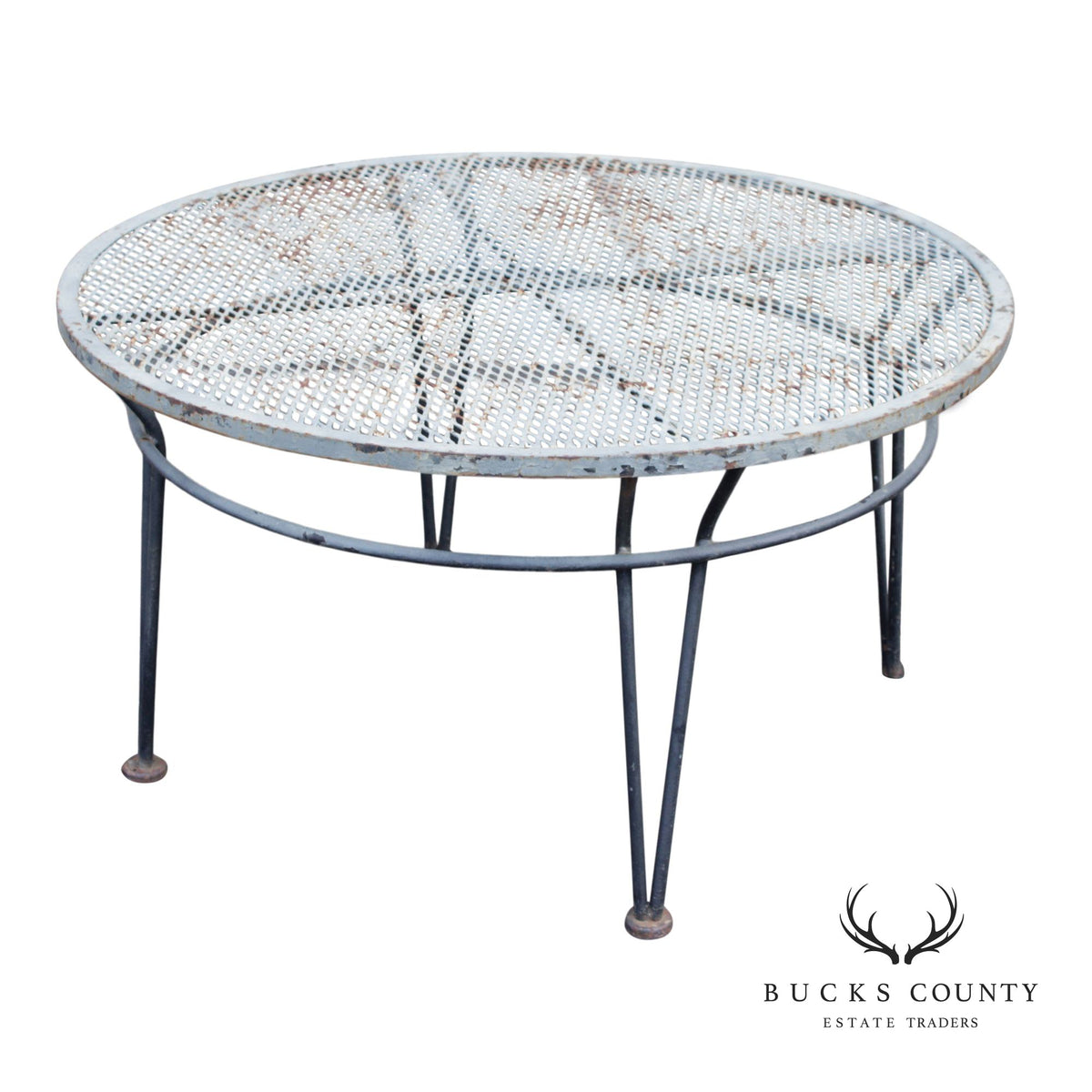 Salterini Mid Century Modern 'Radar' Round Iron Outdoor Coffee Table