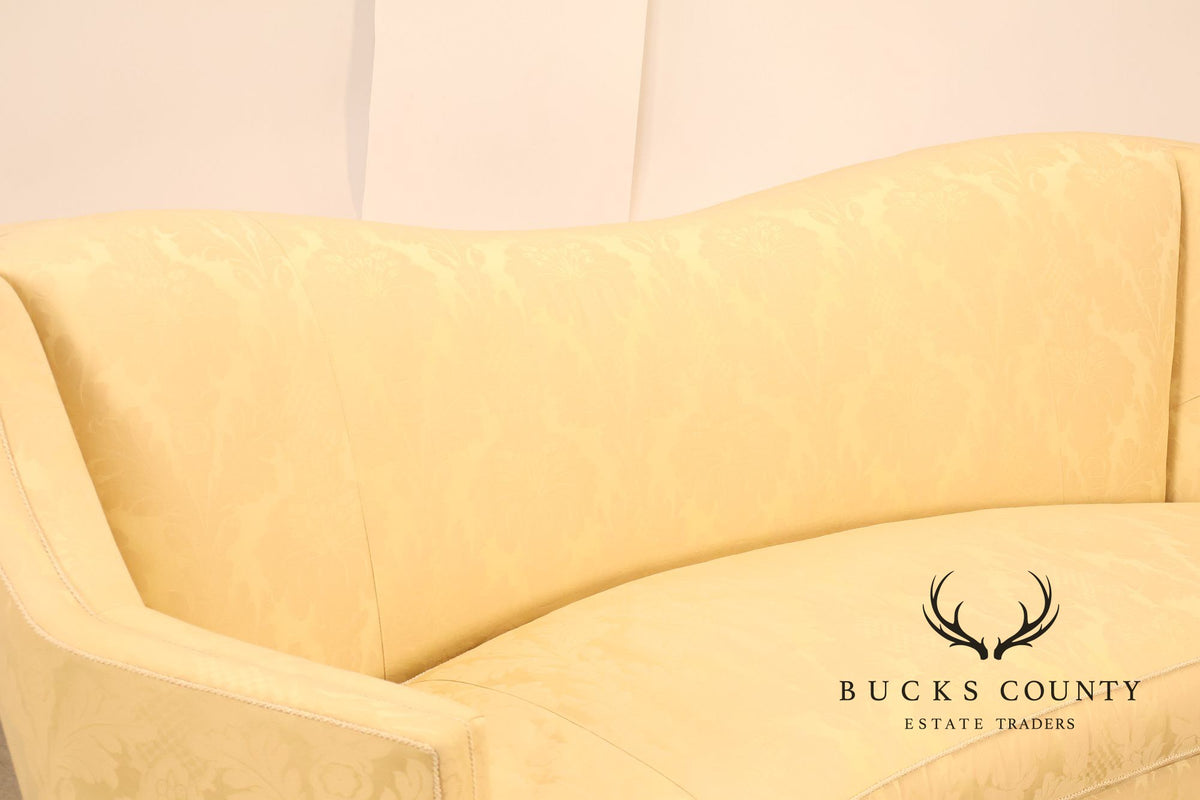 Councill Custom Damask Upholstered Curved Back Sofa