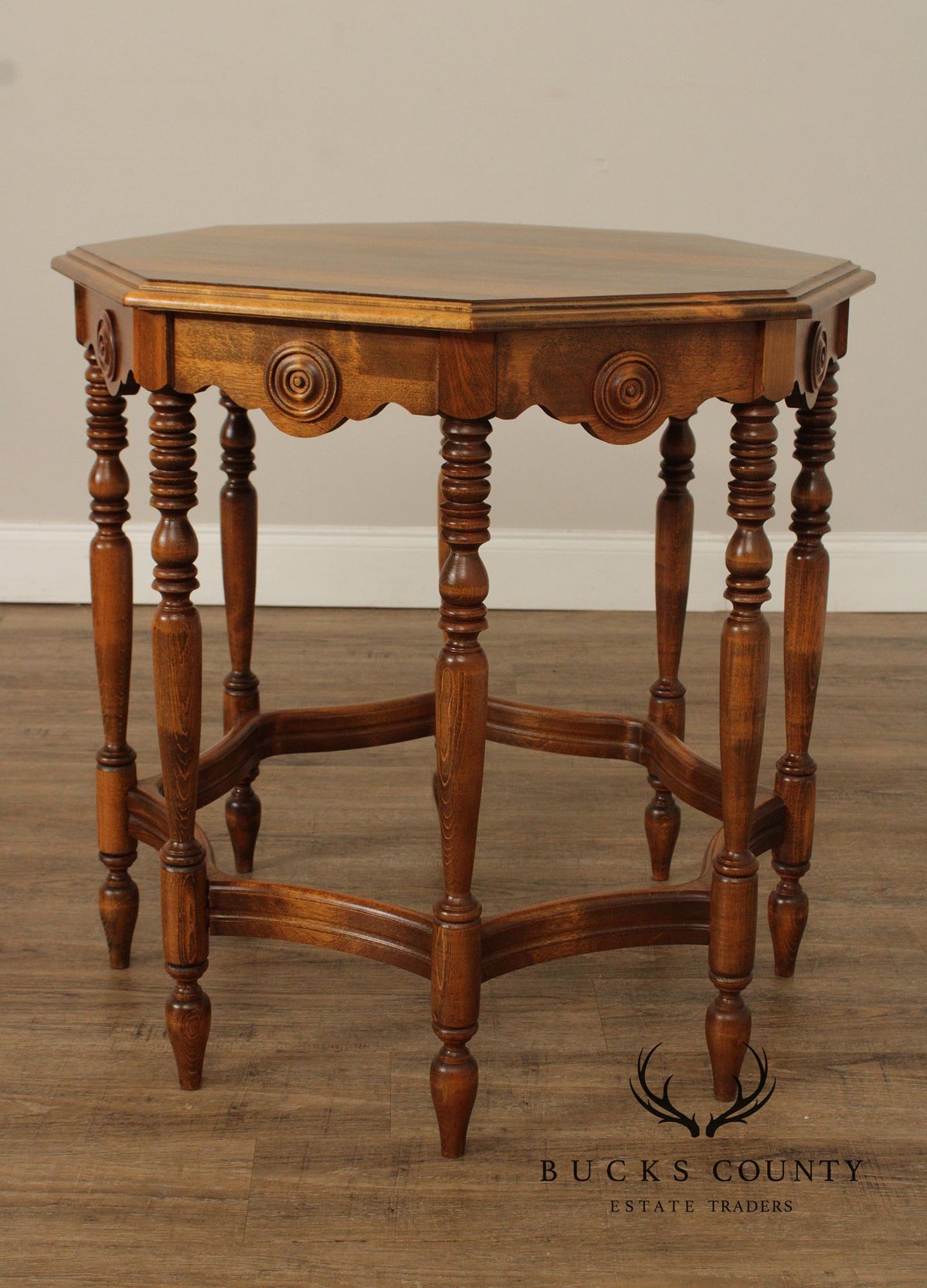 1920's Vintage Walnut Octagonal Side Table