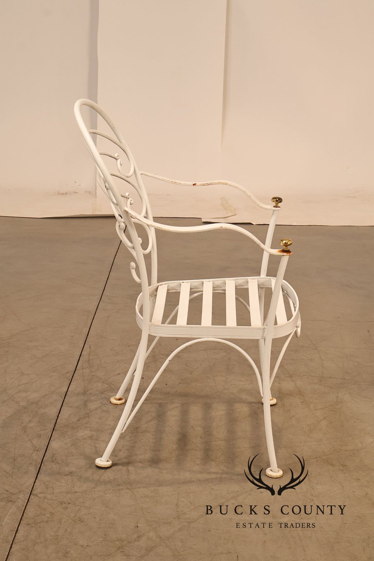Woodard Pair of Wrought Iron Outdoor 'Ribcage' Armchairs