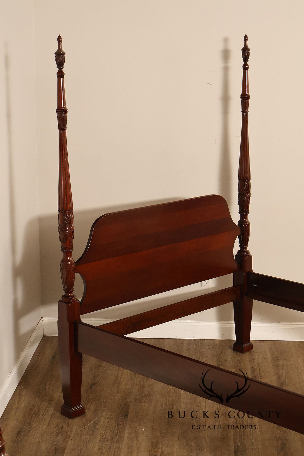 Lexington Queen Size Solid Mahogany Rice Carved Poster Bed