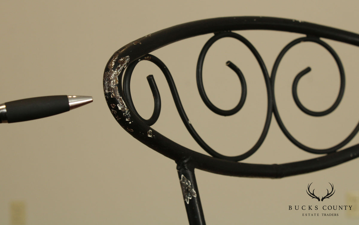 Mid Century Modern Pair Wrought Iron Barstools