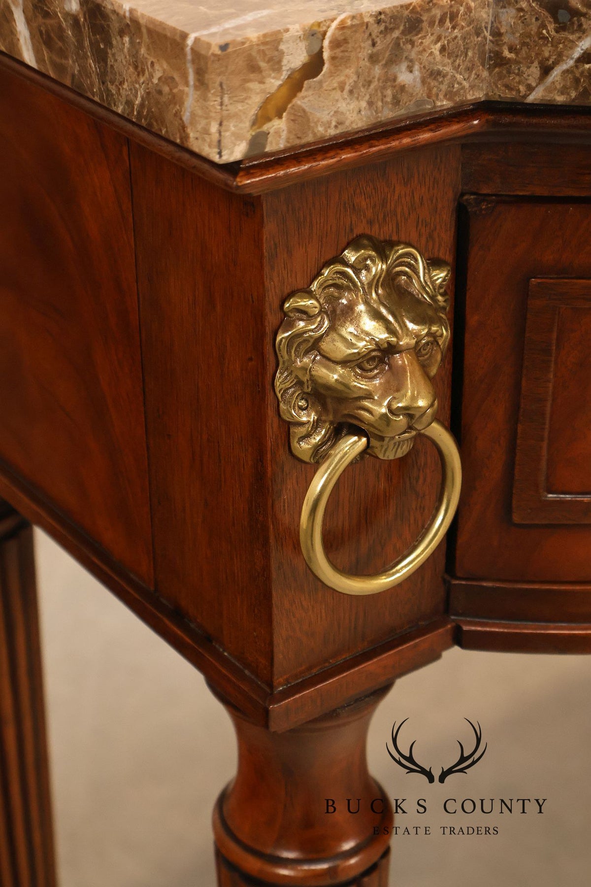 Henredon Historic Natchez Collection Regency Style Mahogany Marble Top Console Table