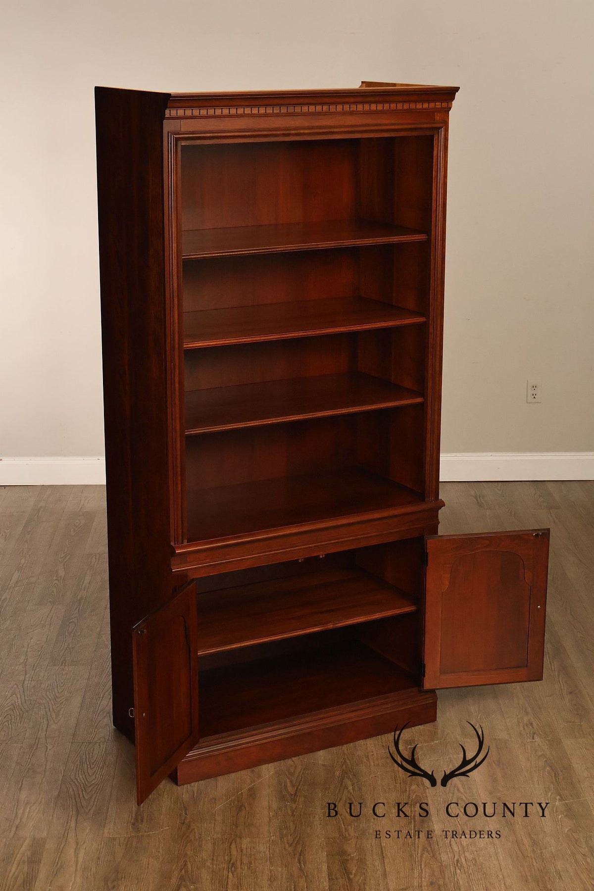 Georgian Pair Of Cherry Bookcases With Lower Cabinets