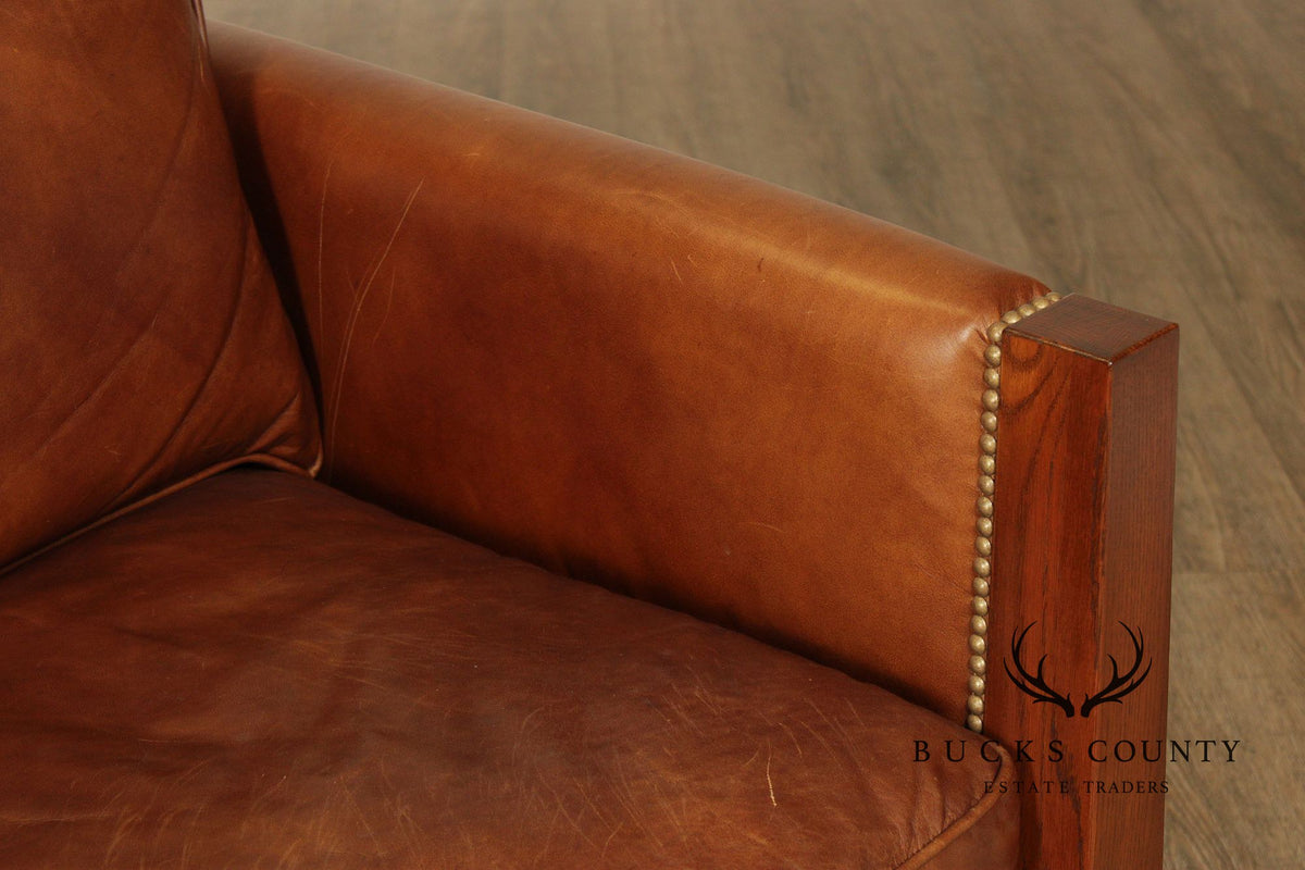 Stickley Highlands Mission Oak Leather Loveseat