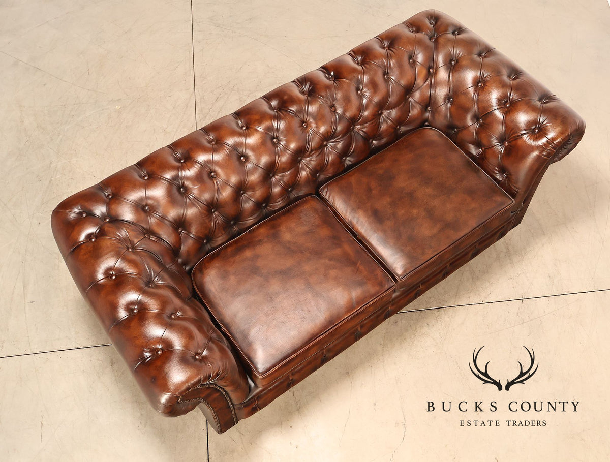 Chesterfield Style Brown Leather Sofa