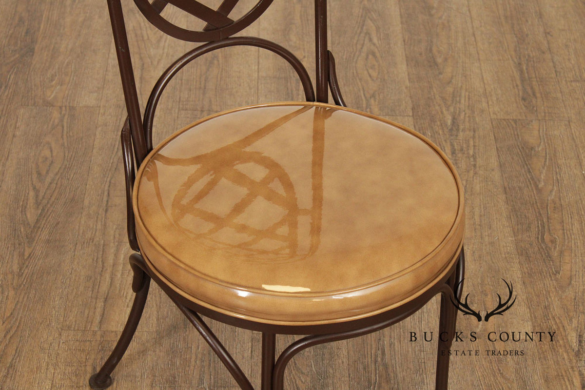 Creative Metal Products Set of Six Wrought Iron Lattice Dining Chairs