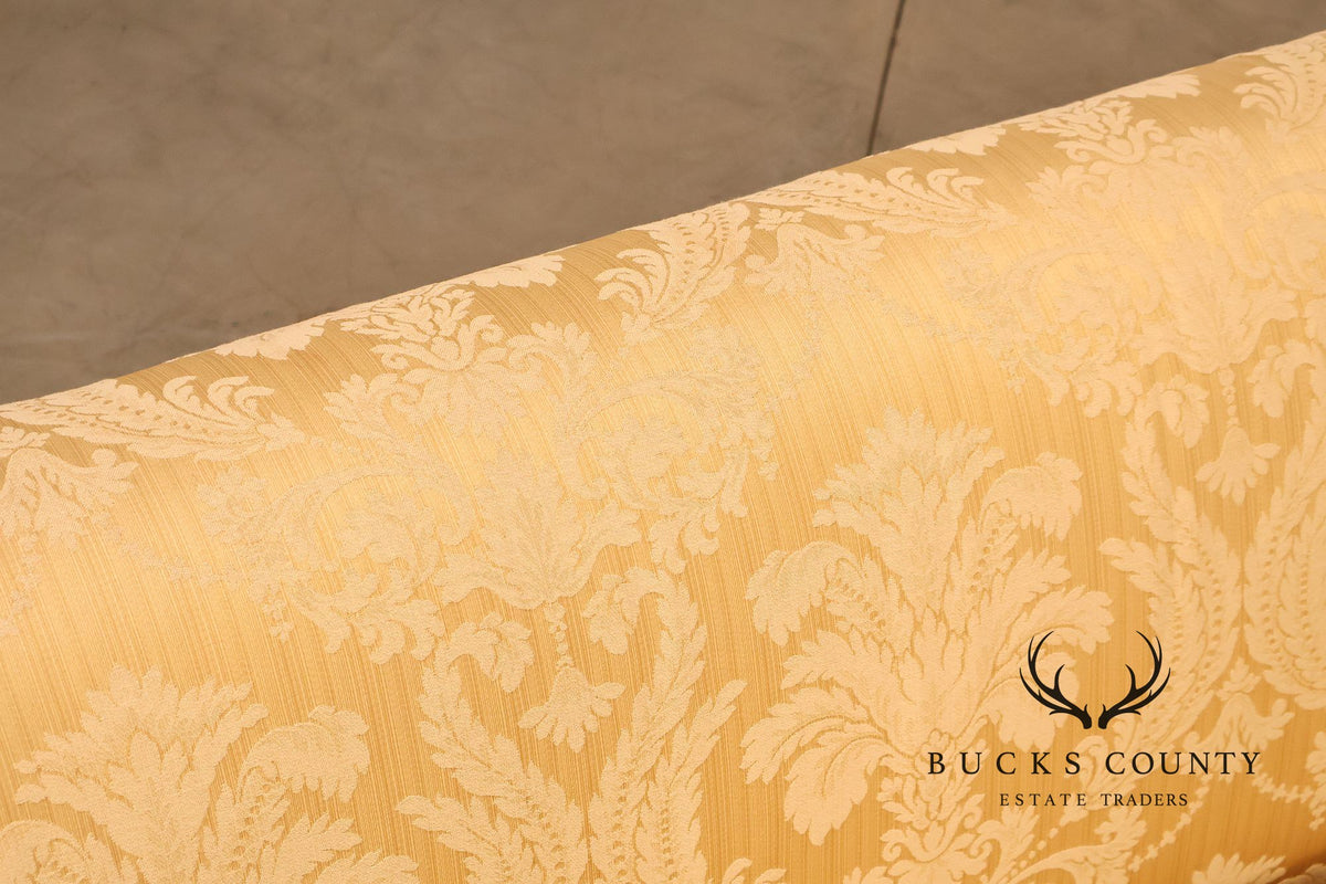Century Furniture Pair Of Gold Damask Upholstered Sofas
