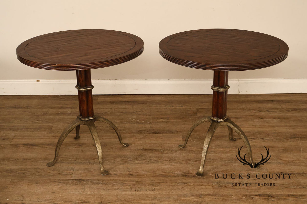 Theodore Alexander Pair Of Round L'Usine Bistro Accent Tables